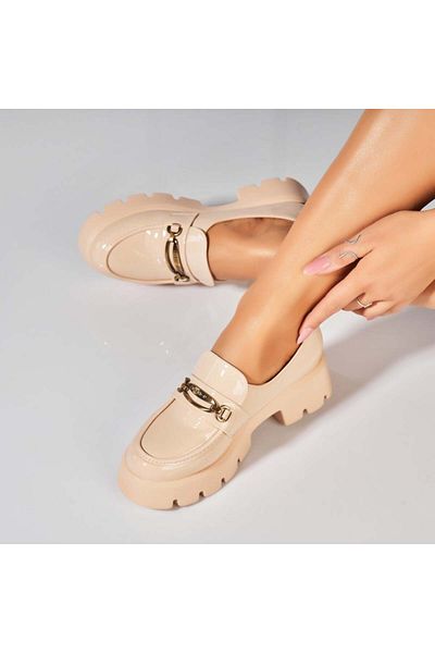 Joana Women's Casual Shoes Beige Patent Leather Aleeza