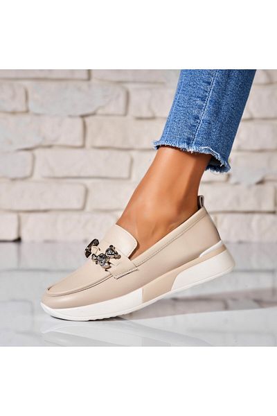 Joana Women's casual shoes Beige made of ecological leather Yoana