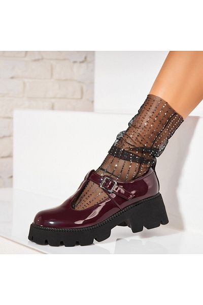 Joana Pantofi dama casual Bordo din Piele Ecologica Lacuita Inari