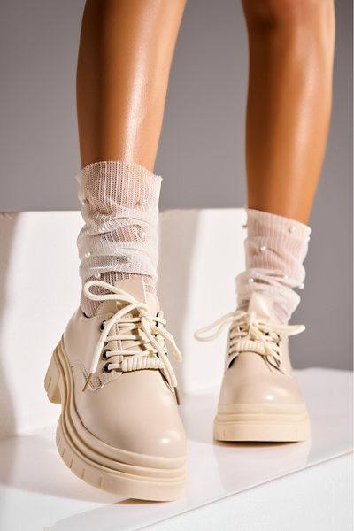 Joana Women's Casual Shoes Beige Made of Ecological Leather Tiana