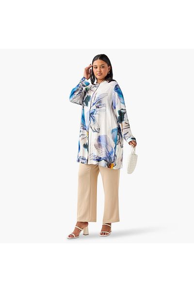 Ulla Popken Floral Long Sleeve Shirt