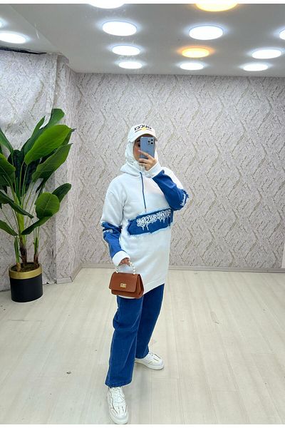 zümrüt moda Winter Jeans Set - Hooded Tunic and Trousers, 1768