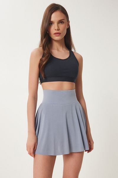 Lovelyİstanbul Fusta mini tenis cu pantaloni scurți în interior - tricotată GRI LDZ0036