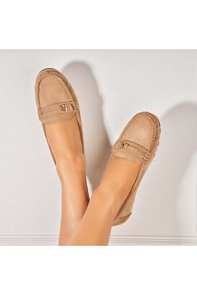 Joana Women's Casual Khaki Shoes Made of Atley Eco-Suede Leather