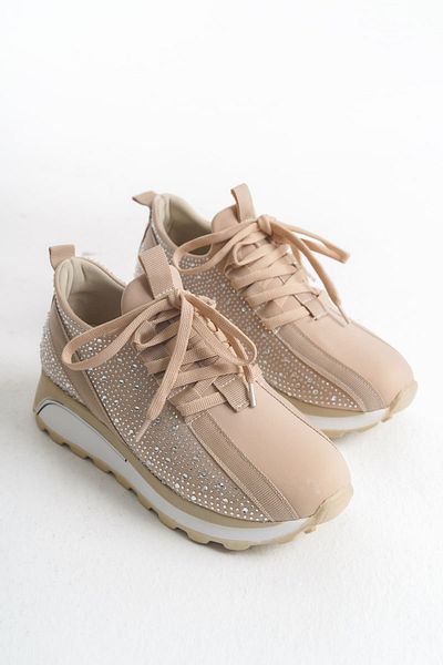 Joy Woman Alya Lace-up Ortopedic Talpă Stone Pantofi sport pentru femei Bt - Crem