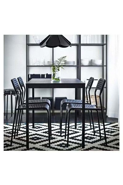 unbranded Set of 4 Multipurpose Chairs Black Without Table