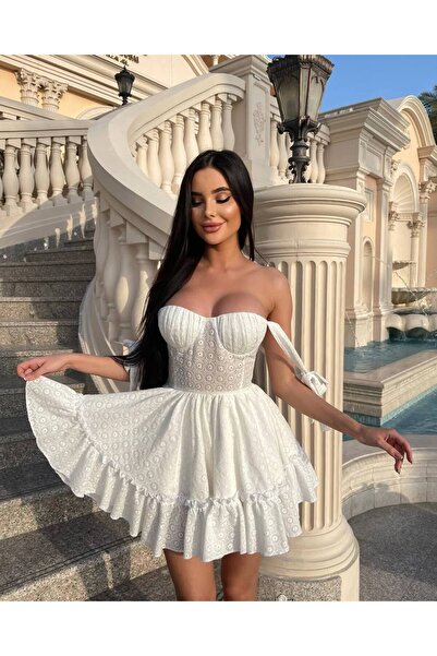 PleasureOfSilk Rochie albă din voile Brode