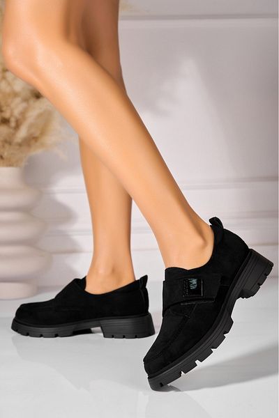 Joana Women's Casual Black Shoes Made of Eco-Suede Leather Dariella