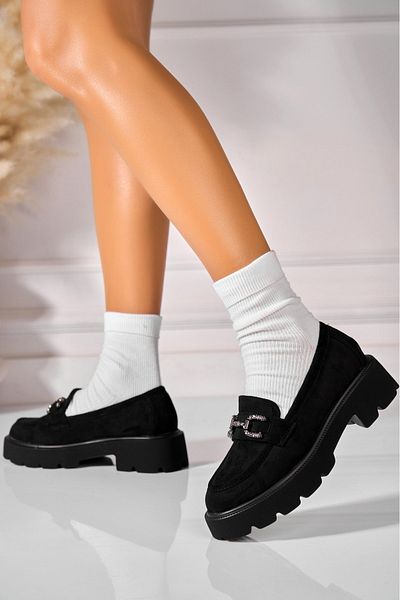 Joana Women's Casual Black Shoes Made of Eco-Suede Leather Maslyn