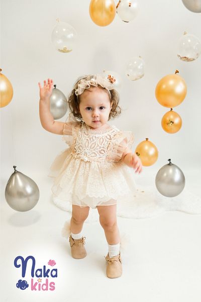 Naka Concept Princess Baby Girl Dress Romper and Headband