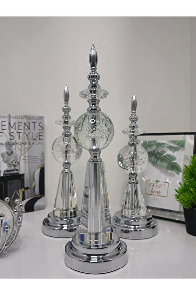 YNSK 3'lü Alem Küre Gümüş Dekoratif Obje