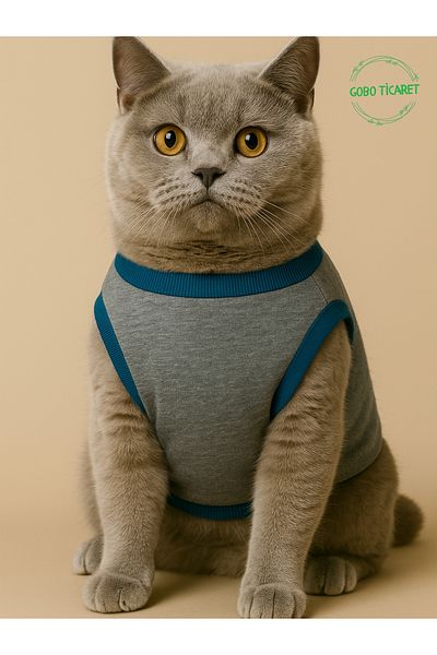 Goboticaret Cute Green Teddy Bear Accessory Appliqued Gray Cat Dog Outfit Dress