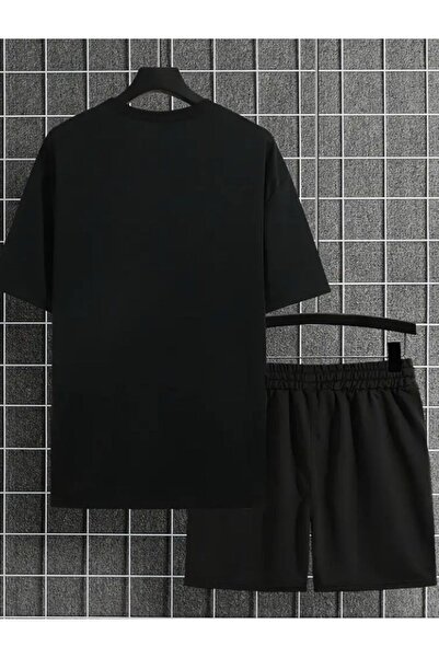 Framgan Kadın/Erkek AS Baskılı Siyah Şort T-Shirt Takım
