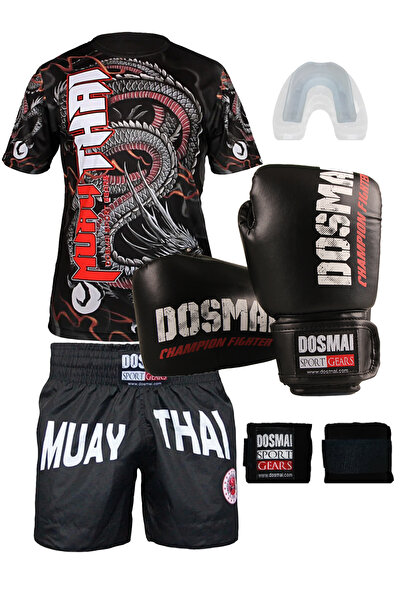 DO-SMAI Boks Kick Boks Muay Thai İnferno Boks Seti Boks Eldiveni Spor T-Shirt Şort Takımı Başlangıç Paketi