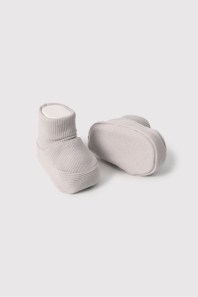Polpuf Baby Booties Gray Cotton Fabric Baby Booties Home Slippers Newborn