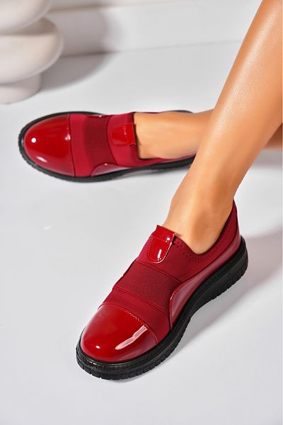 Joana Pantofi dama casual Rosii din Piele Ecologica Lacuita Kayte