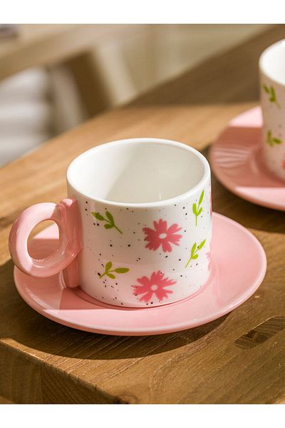 LC Waikiki Mixed Floral Printed Porcelain Coffee Set 90ml for 2 People Lcw Home