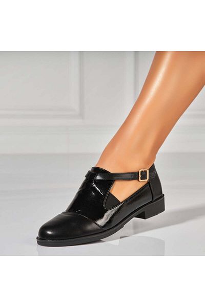 Joana Women's Casual Black Shoes Made of Ecological Patent Leather Nisreen