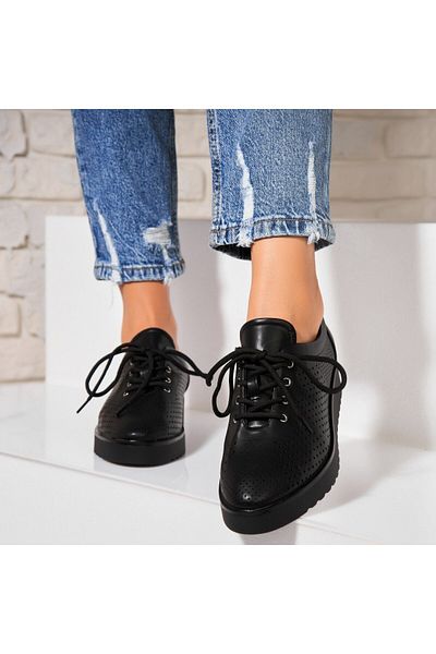Joana Women's Casual Shoes Black Made of Ecological Leather Jenin