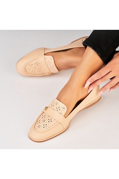 Joana Women's Casual Shoes Cream Made of Zalah Ecological Leather