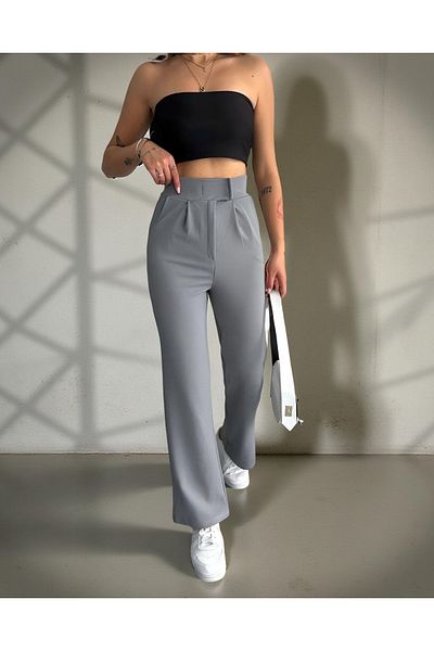 KAPHONE Women's High Waist Palazzo Pants with Velcro Closure at Waist