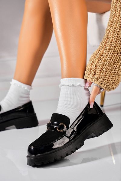 Joana Women's Casual Black Shoes Made of Ecological Patent Leather Carisa