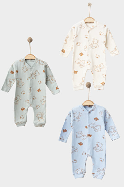 Bamoola %100 Pamuk Köpek Desenli 3'lü Tulum