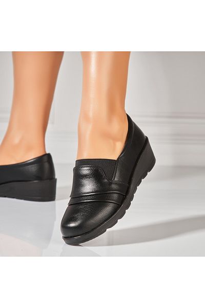 Joana Women's Casual Black Shoes Made of Dina Ecological Leather
