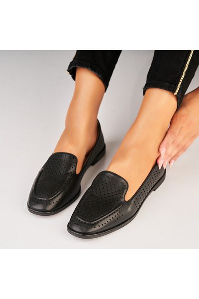 Joana Women's Casual Black Shoes Made of Alarra Ecological Leather