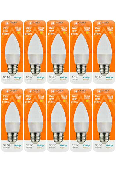 Avarson (10 Adet) Osaka 9W (70W) Sarı Işık (3000K) E27 Duylu (Kalın Duy) Led ...