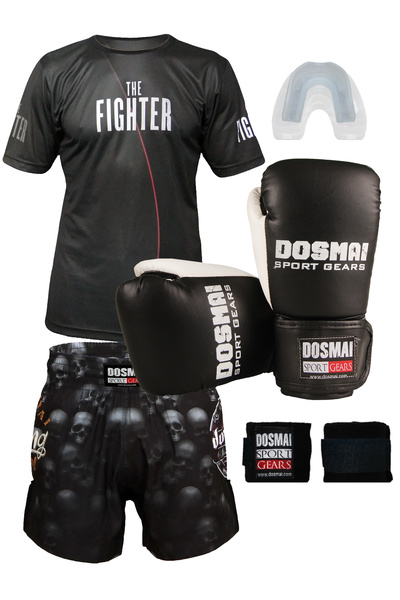 DO-SMAI Boks Kick Boks Muay Thai İnferno Boks Seti Boks Eldiveni Spor T-Shirt Şort Takımı Başlangıç Paketi