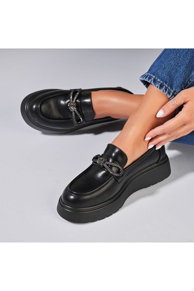 Joana Women's Casual Black Shoes Made of Aryn Ecological Leather