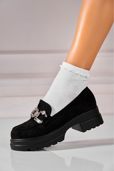 Joana Women's Casual Black Shoes Made of Eco-Suede Leather Keira2