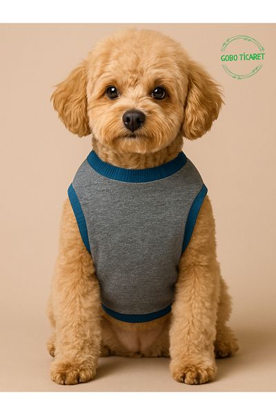 Goboticaret Cute Green Teddy Bear Accessory Appliqued Gray Cat Dog Outfit Dress