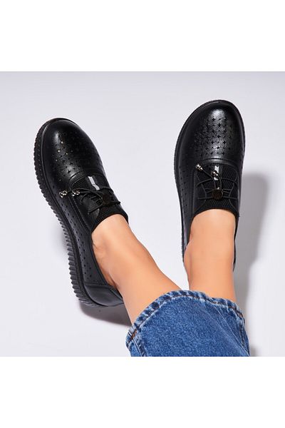 Joana Women's casual shoes in black Esai ecological leather
