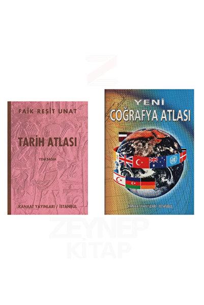 Kanaat Yayınları Yeni Coğrafya Atlası ve Faik Reşit Unat Tarih Atlası Yeni Ba...