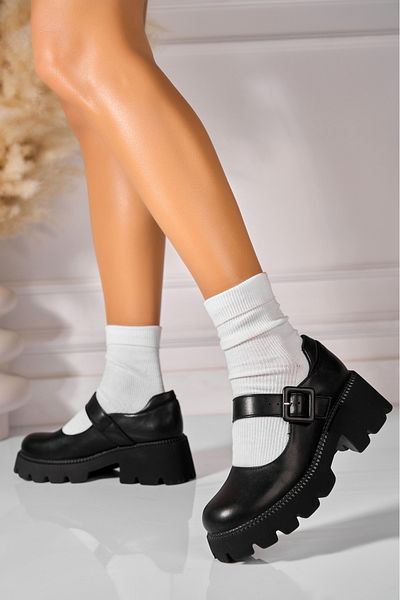 Joana Women's casual shoes in black ecological leather Jolia