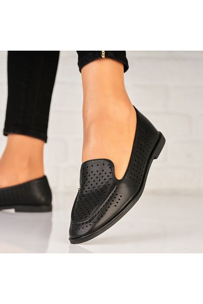 Joana Women's Casual Black Shoes Made of Alarra Ecological Leather