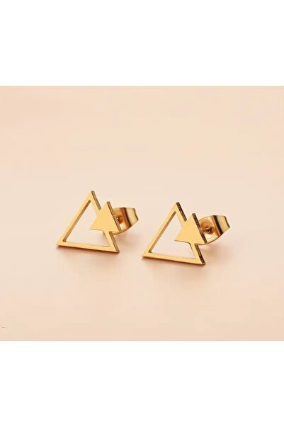 TREND Minimal Triangle Gold Stainless Steel Nail Model Earrings - Simple & Modern