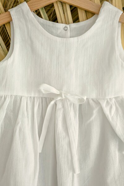 BeyzBaby Şile Bezi Girl Ecru Bloomy Muslin Dress and Shorts
