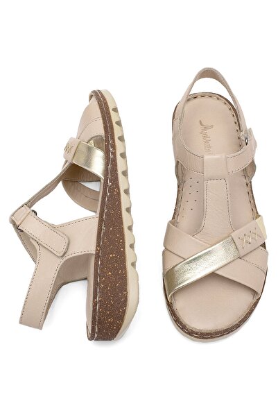 Ayakkabı Fuarı Elit Rhm207 - White Women's Genuine Leather Orthopedic Flat Sandals