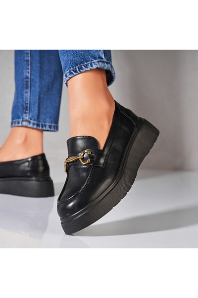 Joana Women's Casual Black Shoes Made of Kiyah Eco-Leather