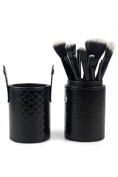 Makeup Set of 12 Makeup Brushes, Black Storage Case