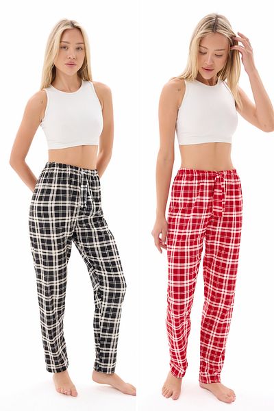 vesantia Pachet de 2 pijamale tricotate cu model pentru femei, cu textura moale