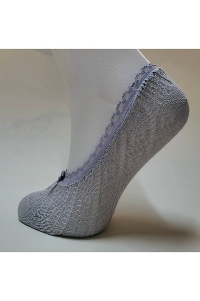 ALYA Women's Mesh Lace 10 Piece Cotton Invisible Ballerina Socks Gray