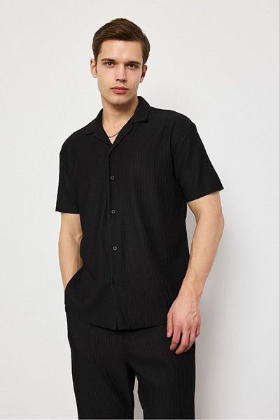 SUN STYLE Guler apaș Cămașă din țesătură jacquard cu mânecă scurtă
