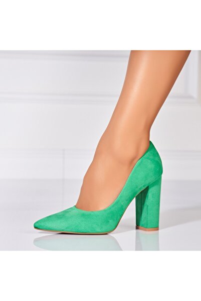 Joana Pantofi dama cu toc Verzi din Piele Ecologica Intoarsa Ikaia2