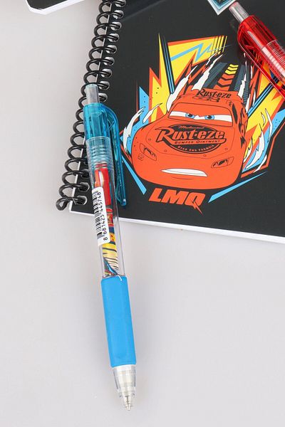 CARS Dekomus with Licensed Cars Spiralli A6 80 Sheets Block Notebook and Versati̇l Tipped Pen 0.7 mm 2'Li̇si̇