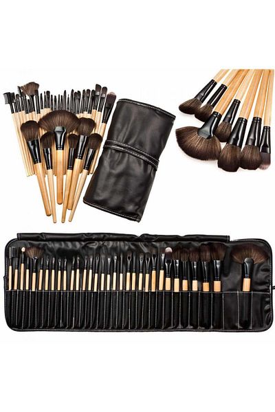 Makeup Set of 32 makeup brushes Fraulein38 Natural Wood + Storage bag