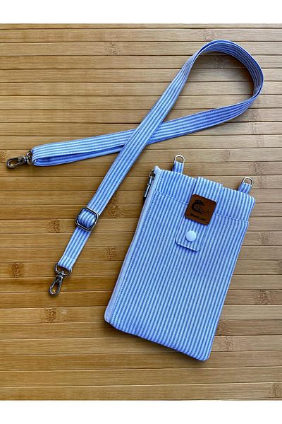 İsella Phone Bag and Wallet Blue with White Stripes